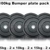 Olympia 100kg Black Bumper Plate Set