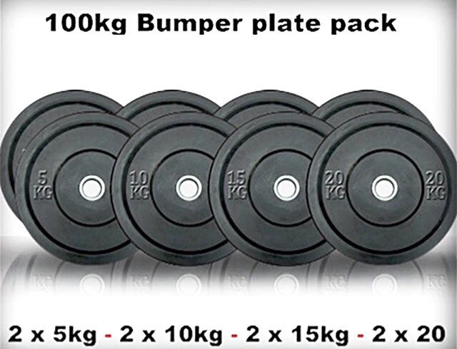 Olympia 100kg Black Bumper Plate Set 3 Olympia 100kg Black Bumper Plate Set