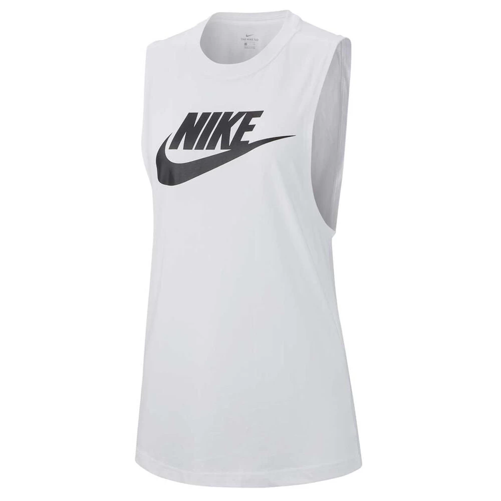 Nike Women's Essential Muscle Tank - White/Black 3 Nike Women's Essential Muscle Tank - White/Black