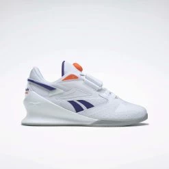 Reebok Legacy Lifter III Pump Women's Weightlifting Shoes - White/Bold Purple/Smash Orange