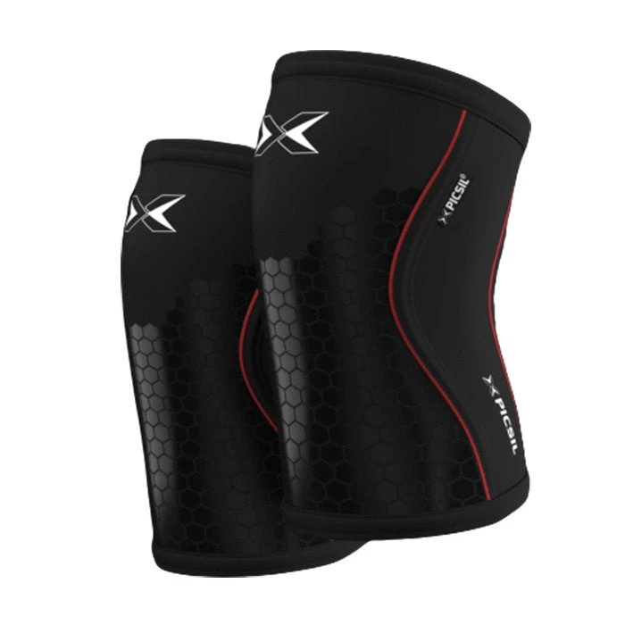 Picsil Hex Tech 5mm Knee Sleeves - Black/Red 4 Picsil Hex Tech 5mm Knee Sleeves - Black/Red - Image 2