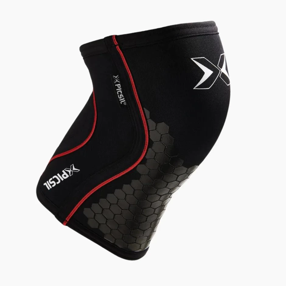 Picsil Hex Tech 7mm Knee Sleeves - Black/Red 3 Picsil Hex Tech 7mm Knee Sleeves - Black/Red