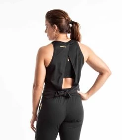 Tie Back Tank -Fitness Equipment Store tie backl tank gold 2